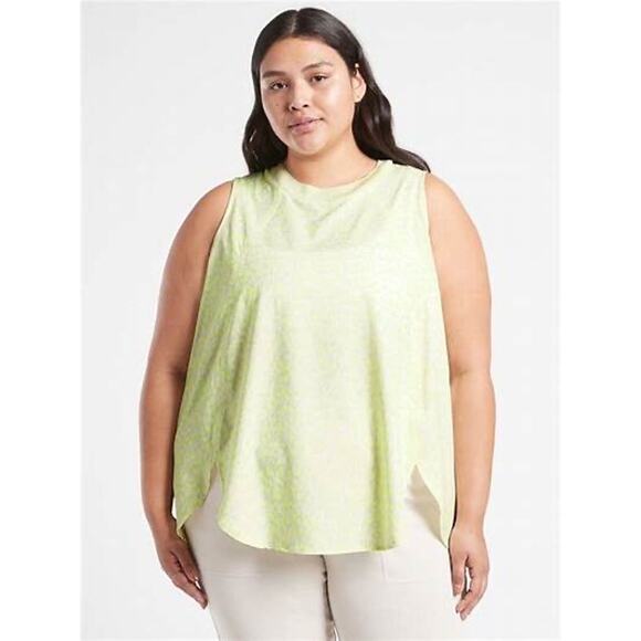 Athleta Zephyr Print Tank Top in Neon Yellow Leopard Print Plus Size 1X - Picture 1 of 8